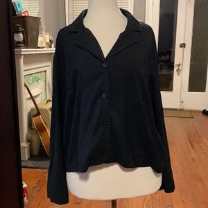 Satin Button Down Collar Shirt
